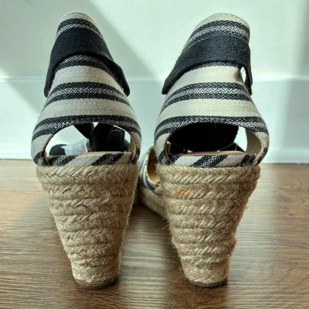 J. Crew NWOT Espadrille Wedges with Ankle Wrap in Stripe - Size 10